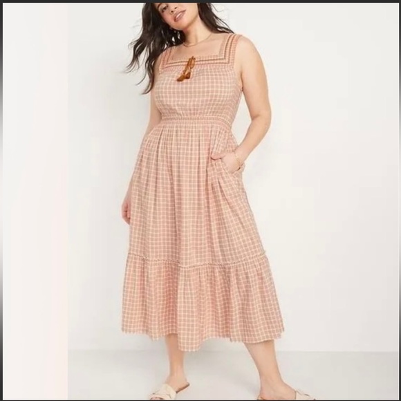 Old Navy X-Large Prairie Gingham
Peach Cocoa Plaid Tiered Cotton... - Picture 2 of 14